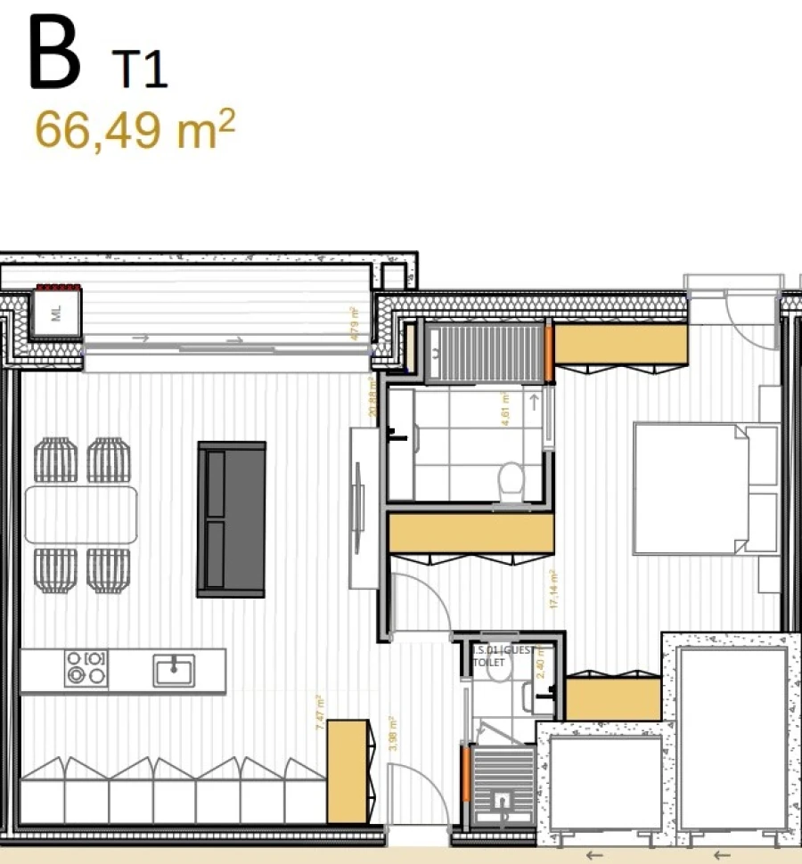 Apartamento T1 para Venda em Portimão Planta 1