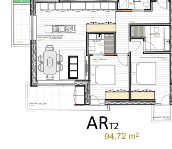 Apartamento T2 para Venda em Portimão Planta 1