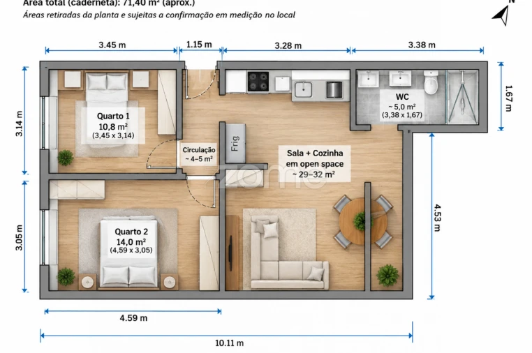 Apartamento T2 para Venda em Pontinha e Famões Planta 1