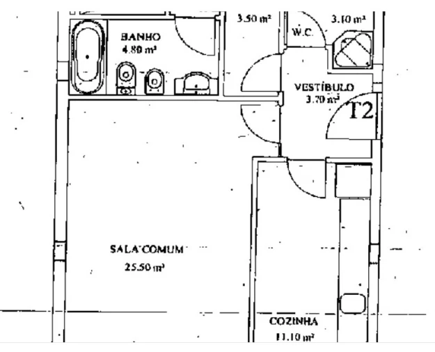 Apartamento T2 para Venda em Gondomar (São Cosme), Valbom e Jovim Planta 1