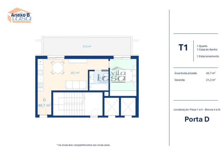 Apartamento T1 para Venda em Mafamude e Vilar do Paraíso Foto 9