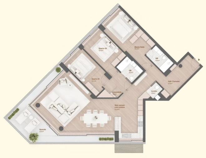 Apartamento T3 para Venda em Vila do Conde Planta 1