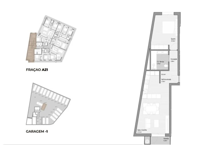 Apartamento T1 para Venda em Bougado (São Martinho e Santiago) Planta 1