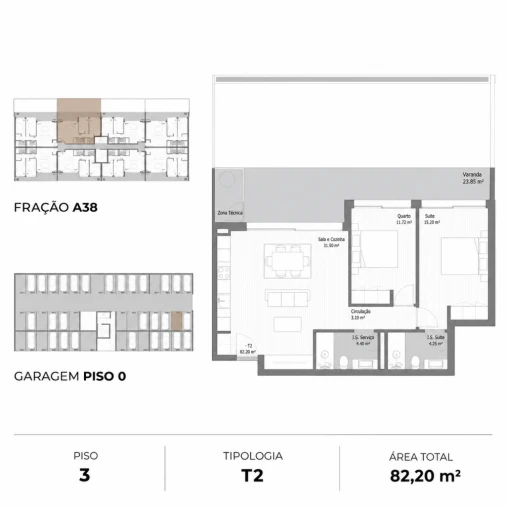 Apartamento T2 para Venda em Fânzeres e São Pedro da Cova Planta 1