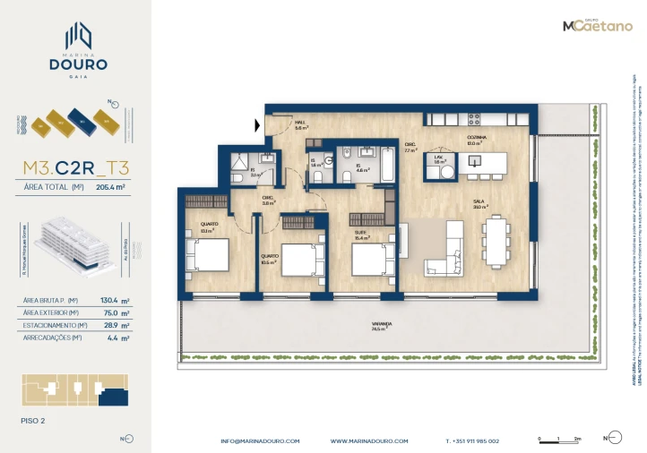 Apartamento T3 para Venda em Canidelo Planta 1