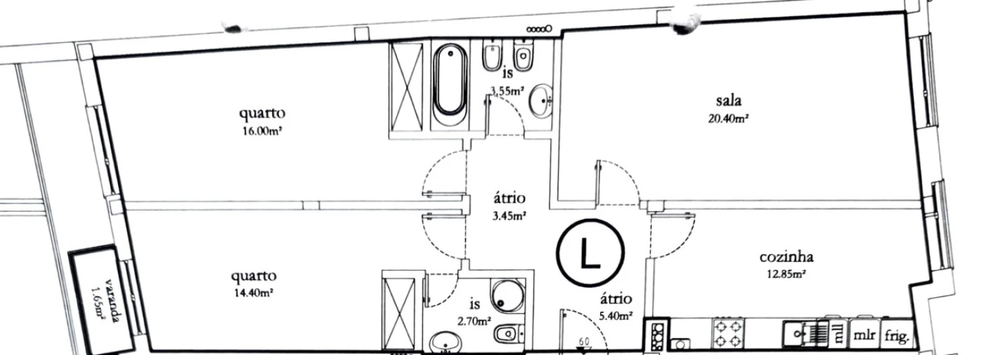 Apartamento T2 para Arrendamento em Gafanha da Encarnação Planta 1