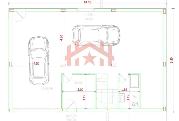 Moradia T3 para Venda em Caranguejeira Planta 2