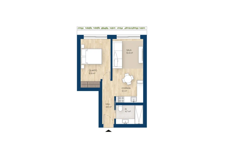 Apartamento T1 para Venda em Canidelo Foto 12