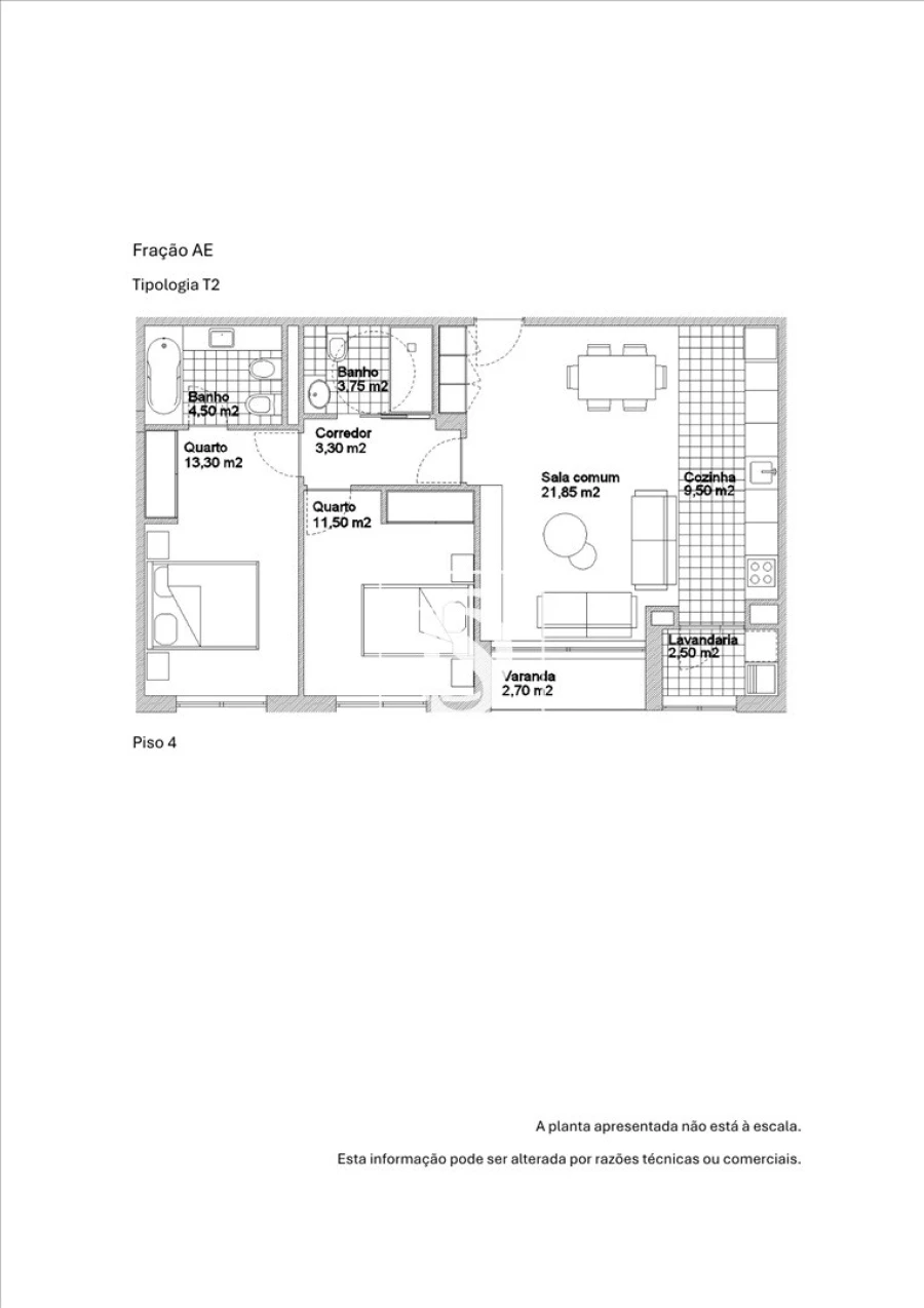 Apartamento T2 para Venda em Ermesinde Planta 1
