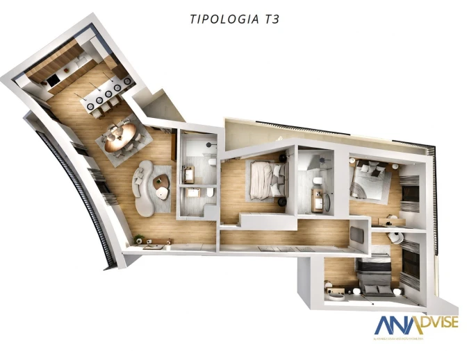 Apartamento T3 para Venda em Viseu Foto 5