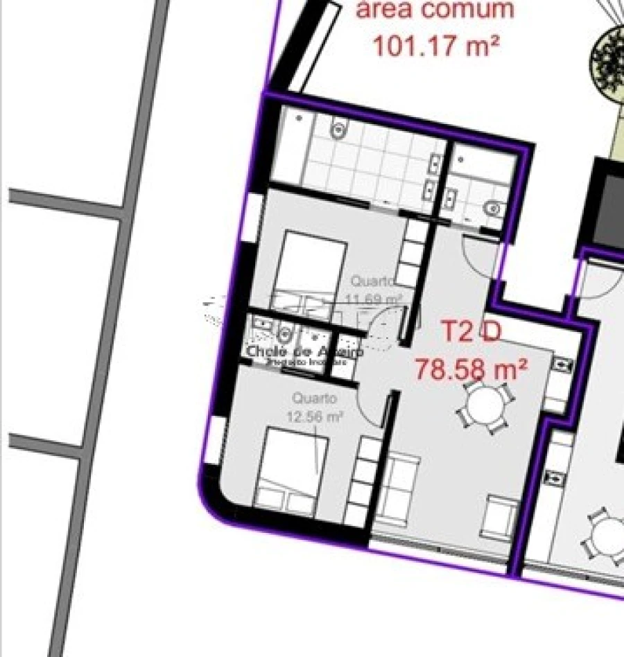 Apartamento T2 para Venda em Glória e Vera Cruz Planta 1