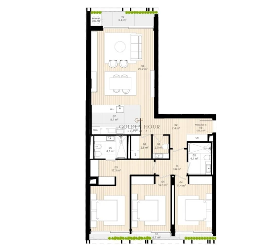 Apartamento T3 para Venda em Matosinhos e Leça da Palmeira Planta 1