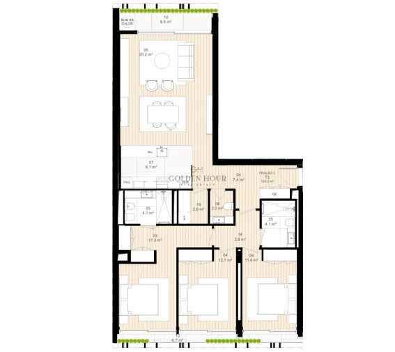 Apartamento T3 para Venda em Matosinhos e Leça da Palmeira Planta 1