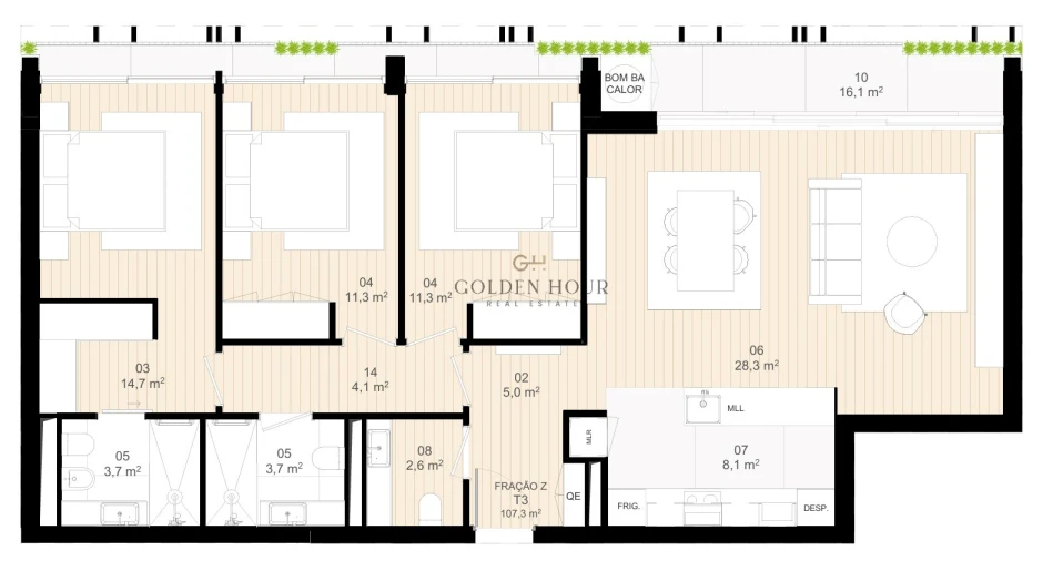 Apartamento T3 para Venda em Matosinhos e Leça da Palmeira Planta 1