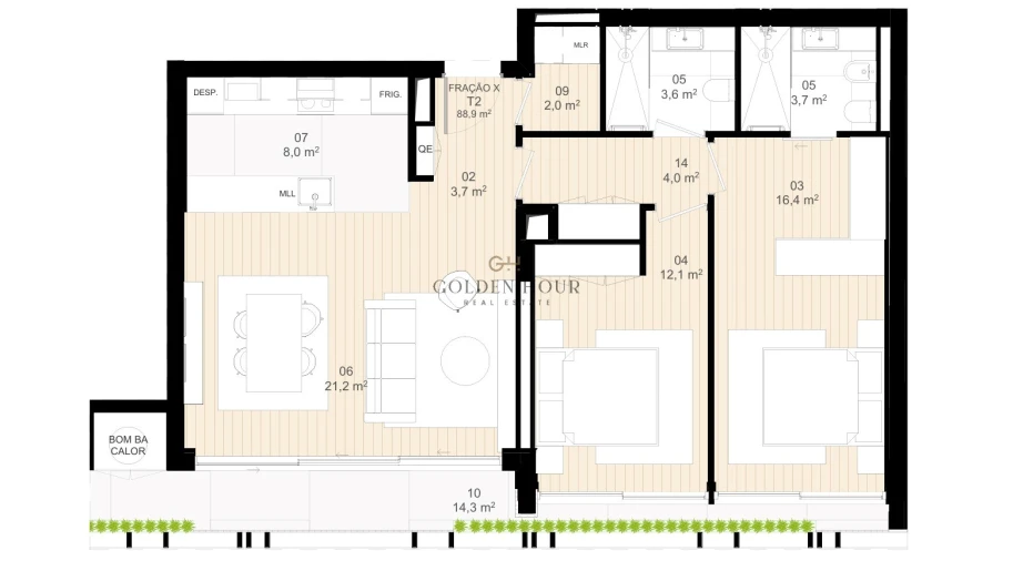 Apartamento T2 para Venda em Matosinhos e Leça da Palmeira Planta 1