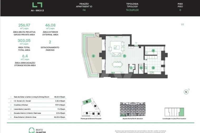 Apartamento T4 para Venda em Beato Planta 2