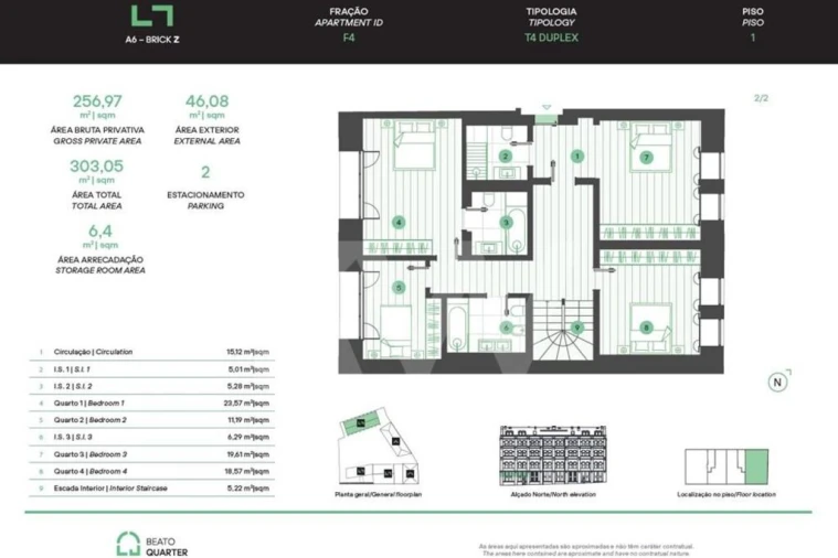 Apartamento T4 para Venda em Beato Planta 1