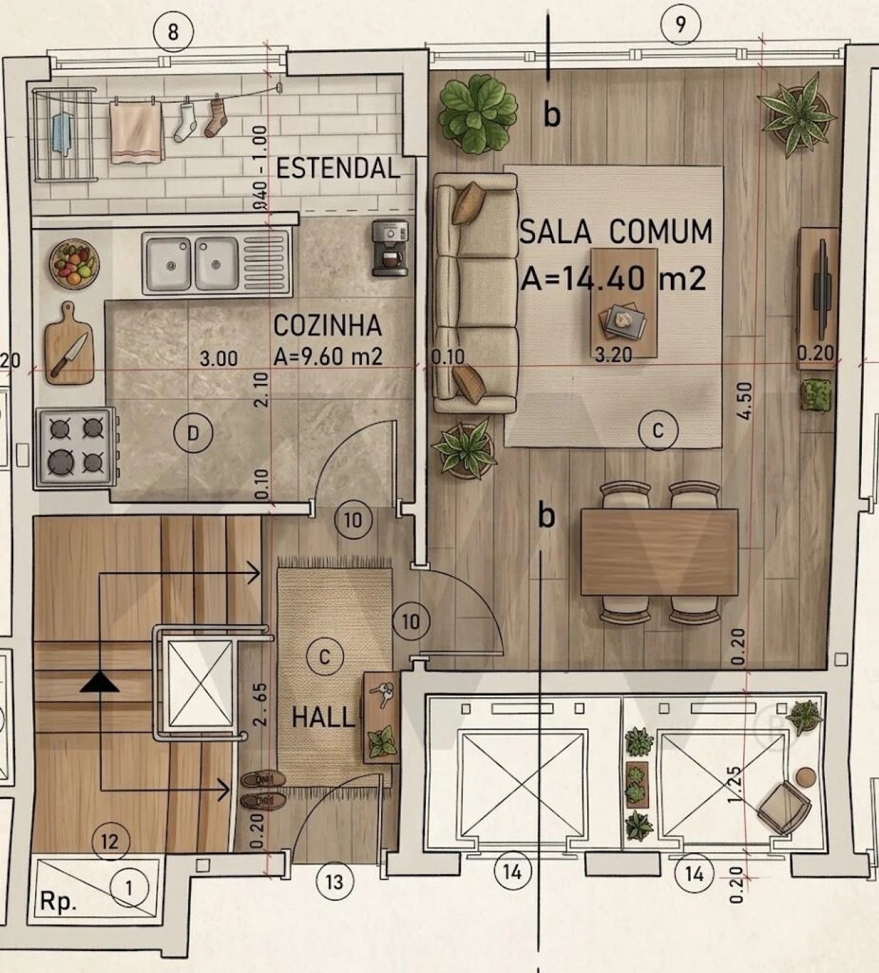 Apartamento T2 para Venda em Laranjeiro e Feijó Planta 2