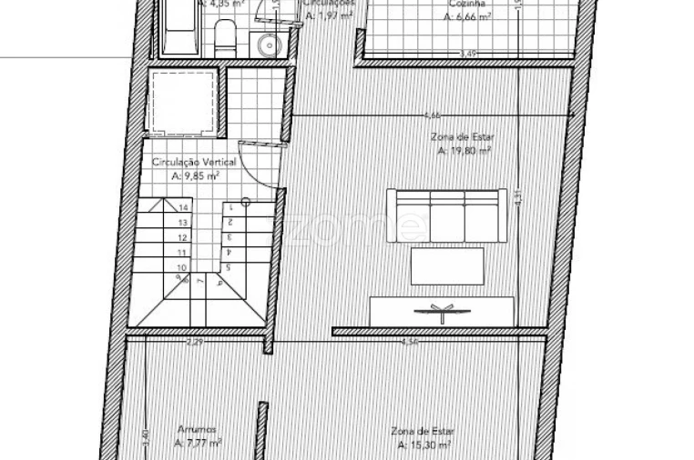 Apartamento T1 para Arrendamento em Mafamude e Vilar do Paraíso Planta 1