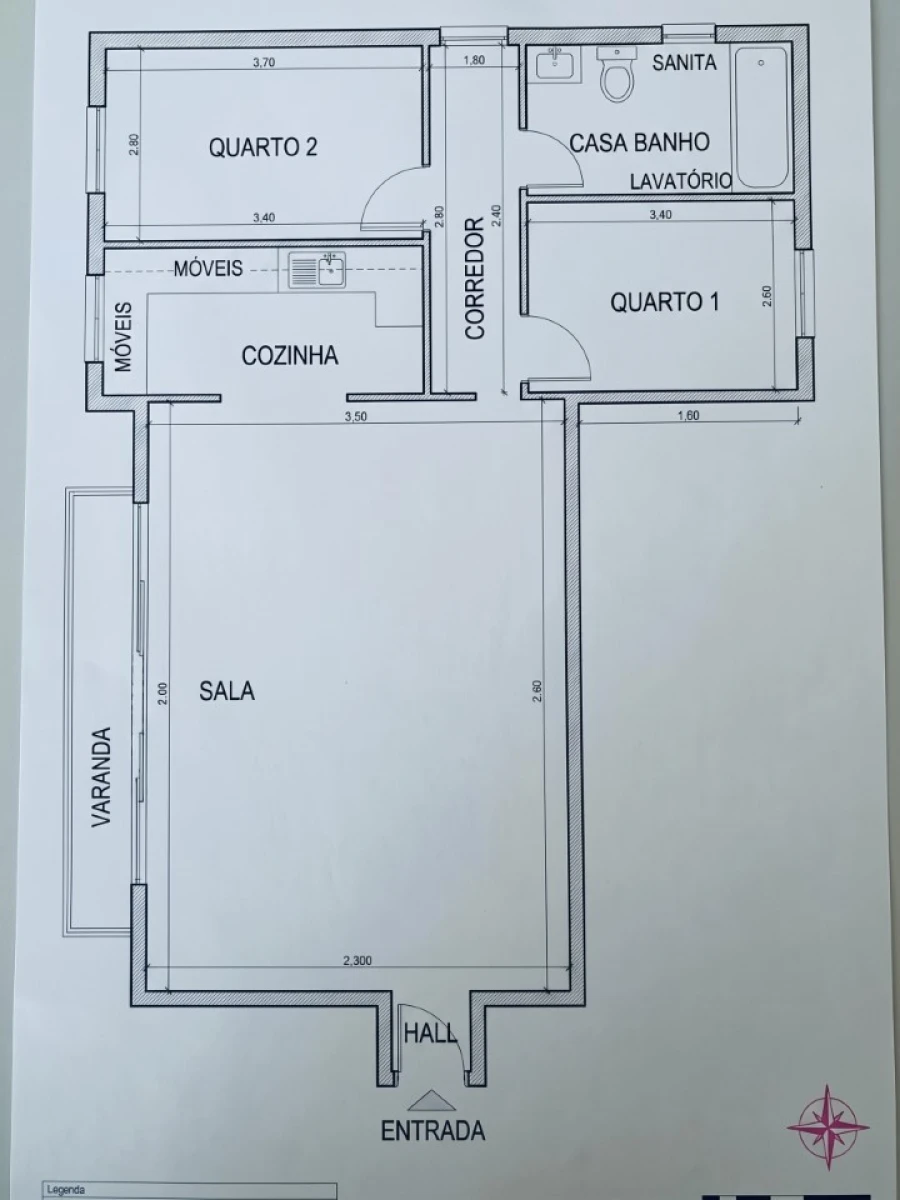 Apartamento T2 para Venda em Meixomil Planta 1