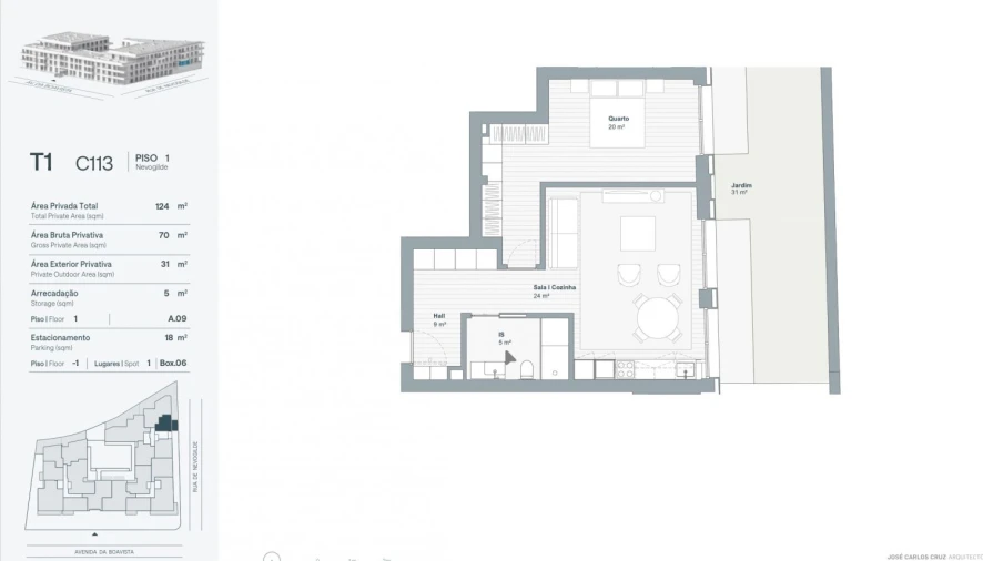 Apartamento T1 para Venda em Aldoar, Foz do Douro e Nevogilde Planta 1
