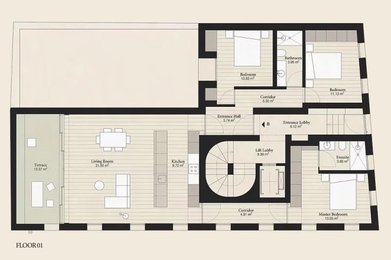 Apartamento T3 para Venda em Campo de Ourique Planta 1