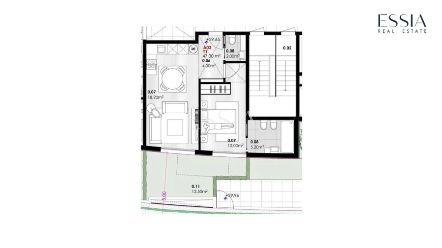 Apartamento T1 para Venda em Canidelo Planta 1