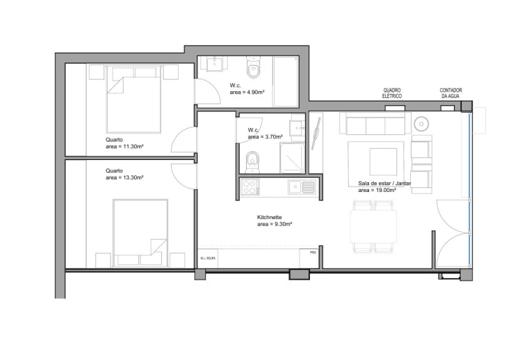 Apartamento T2 para Venda em Freamunde Planta 1