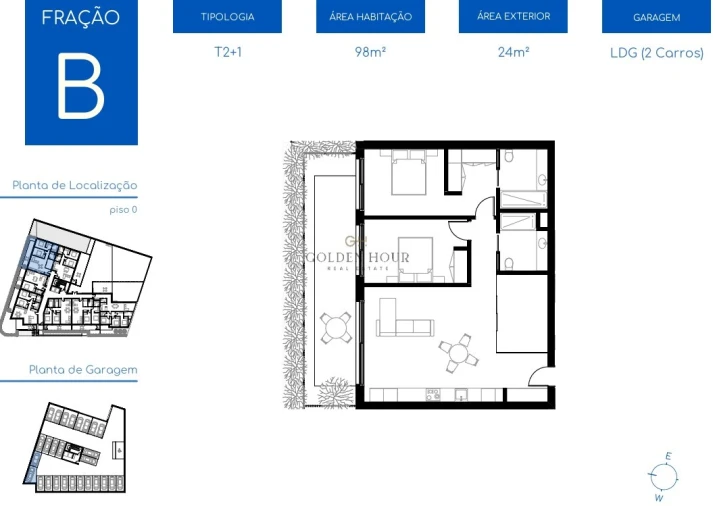 Apartamento T2 para Venda em Canidelo Planta 1