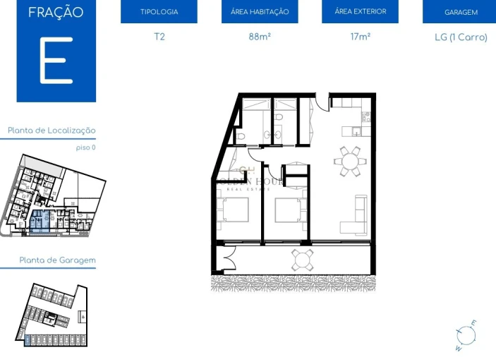 Apartamento T2 para Venda em Canidelo Planta 1