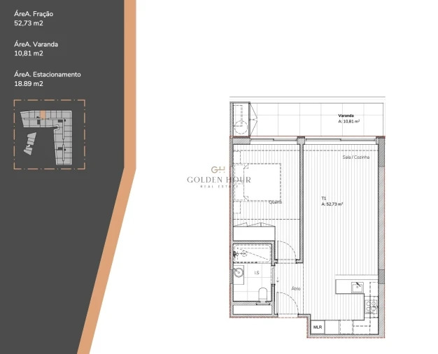 Apartamento T1 para Venda em Mafamude e Vilar do Paraíso Planta 1