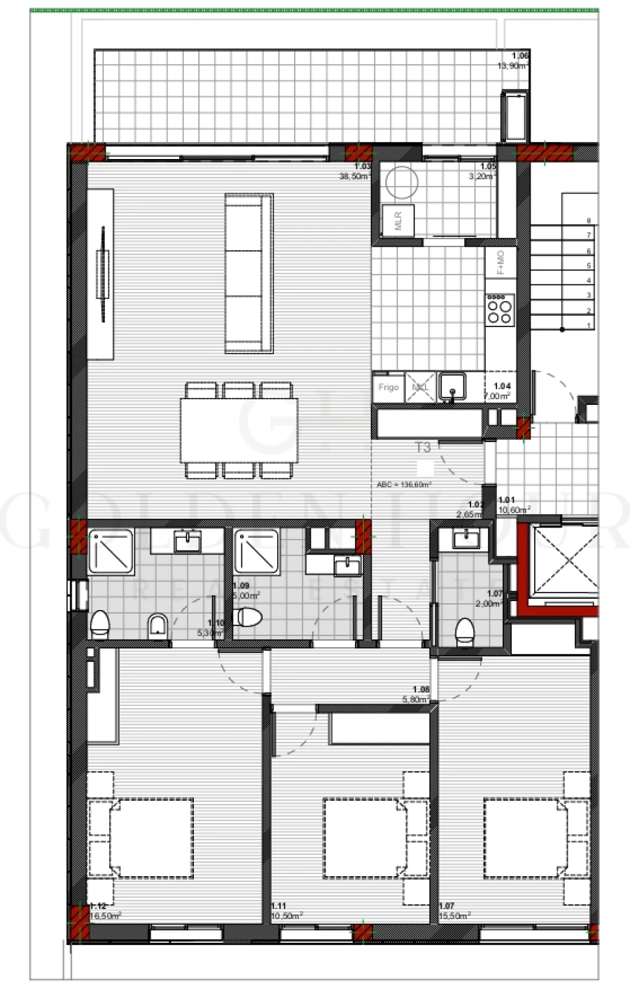 Apartamento T3 para Venda em Santa Marinha e São Pedro da Afurada Planta 1