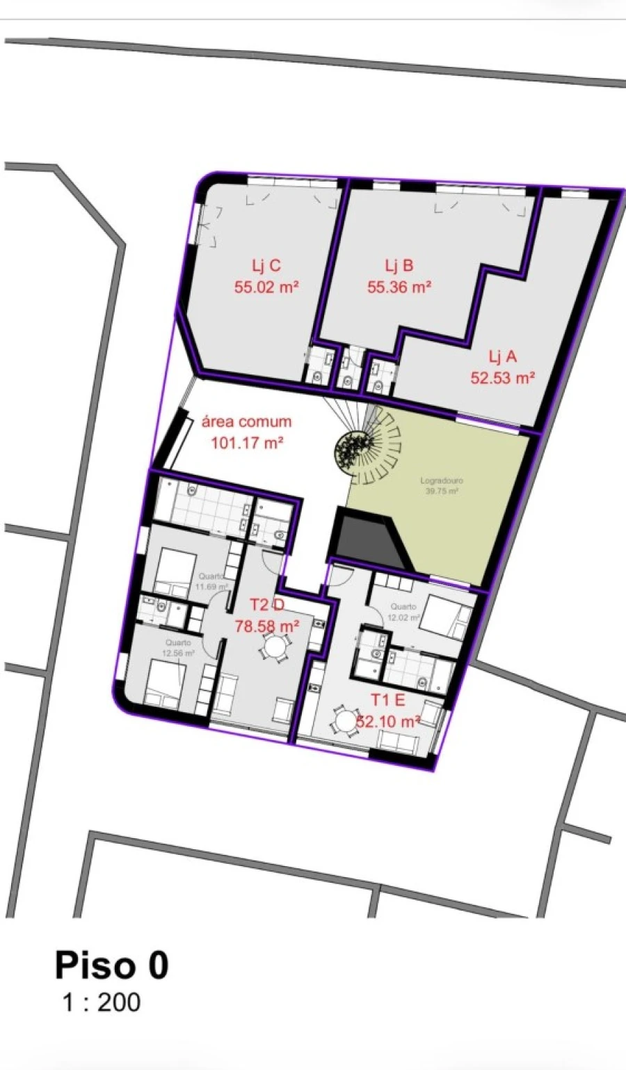 Apartamento T2 para Venda em Glória e Vera Cruz Planta 1
