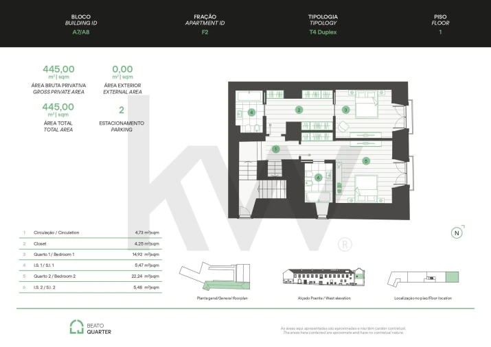 Apartamento T4 para Venda em Beato Planta 2
