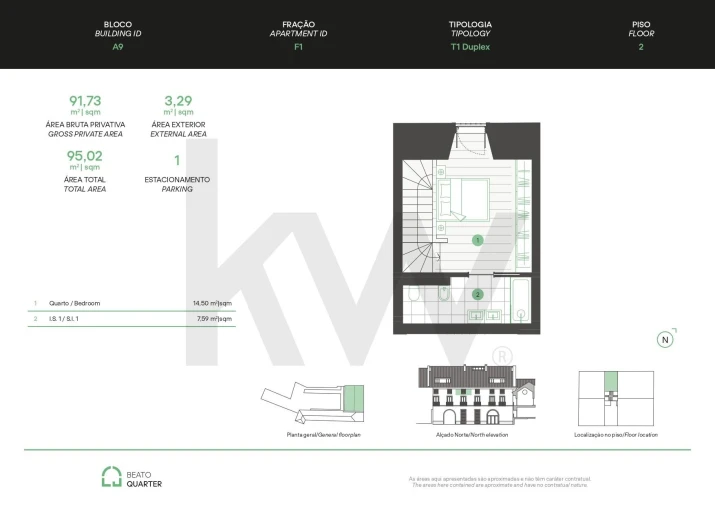 Apartamento T1 para Venda em Beato Planta 1