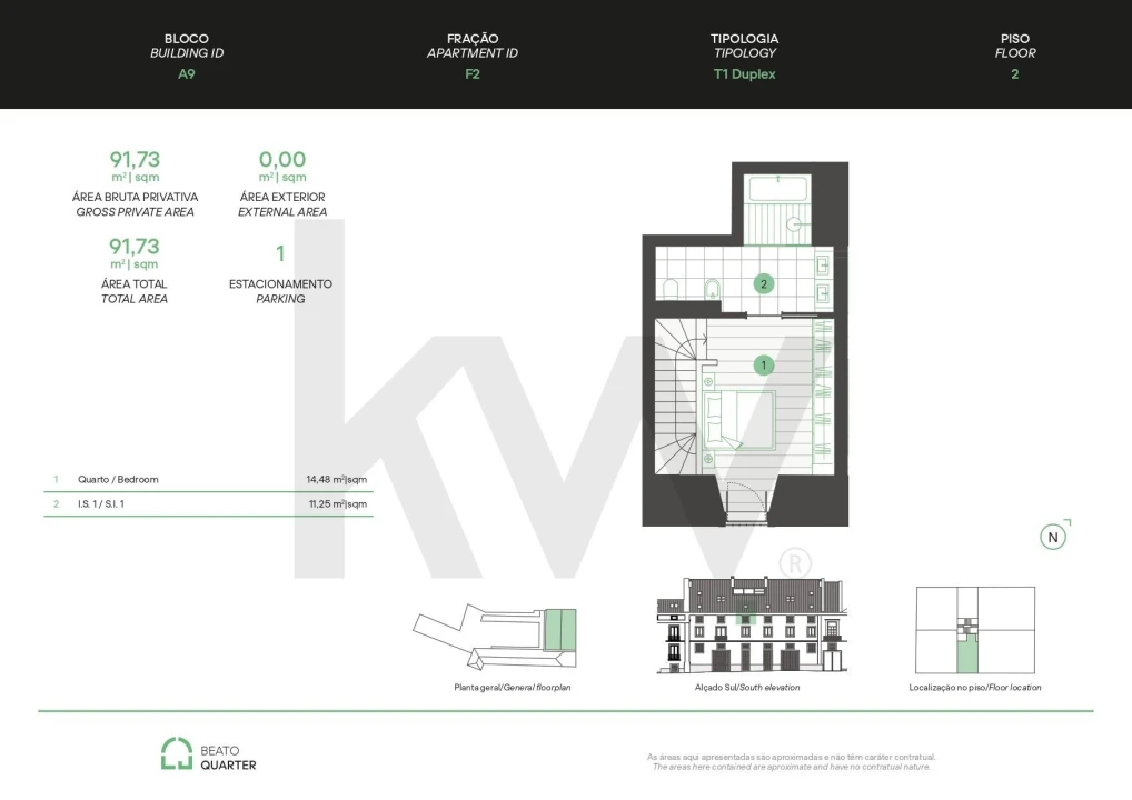 Apartamento T1 para Venda em Beato Planta 2
