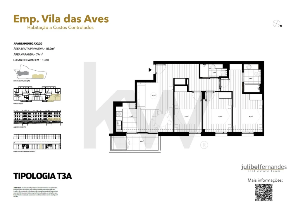 Apartamento T3 para Venda em Vila das Aves Foto 12
