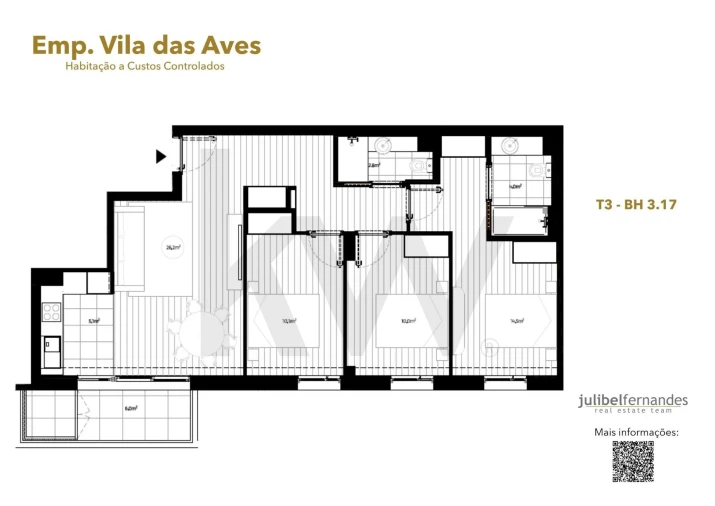 Apartamento T3 para Venda em Vila das Aves Foto 13