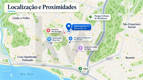 Apartamento T3 para Venda em Algés, Linda-A-Velha e Cruz Quebrada-Dafundo