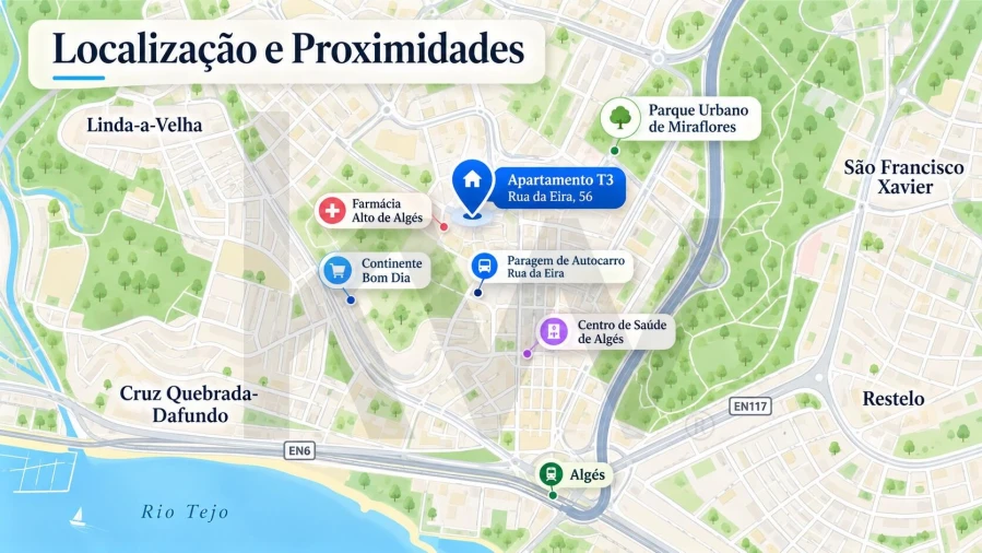 Apartamento T3 para Venda em Algés, Linda-A-Velha e Cruz Quebrada-Dafundo Foto 48