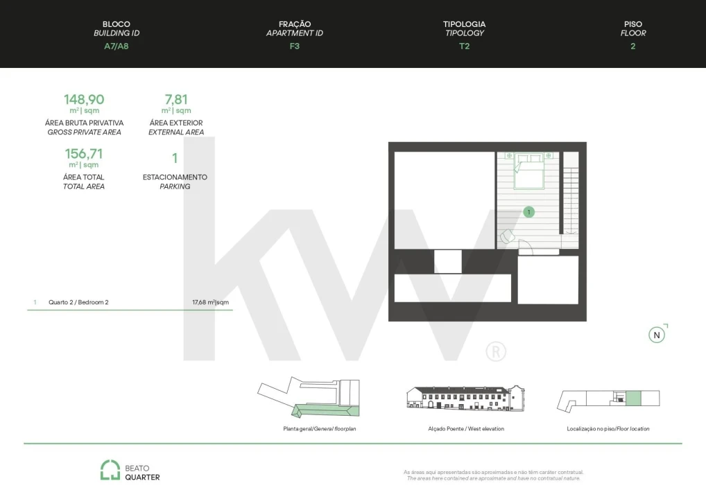 Apartamento T2 para Venda em Beato Planta 2