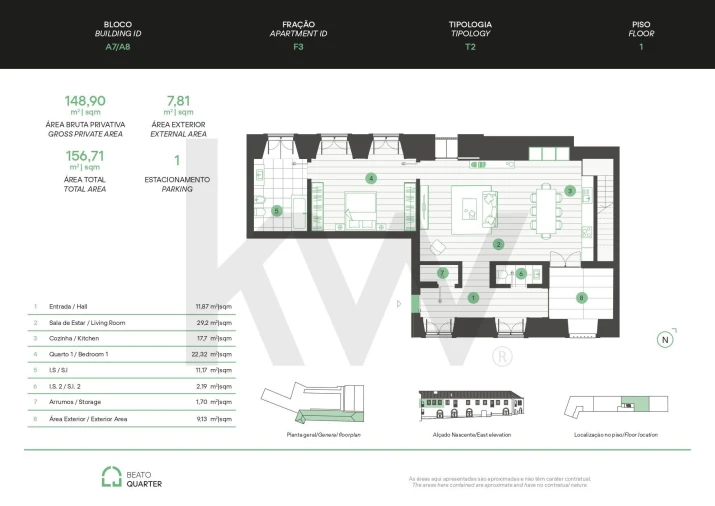 Apartamento T2 para Venda em Beato Planta 1