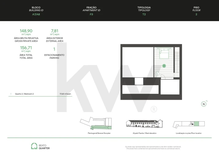 Apartamento T2 para Venda em Beato Planta 2