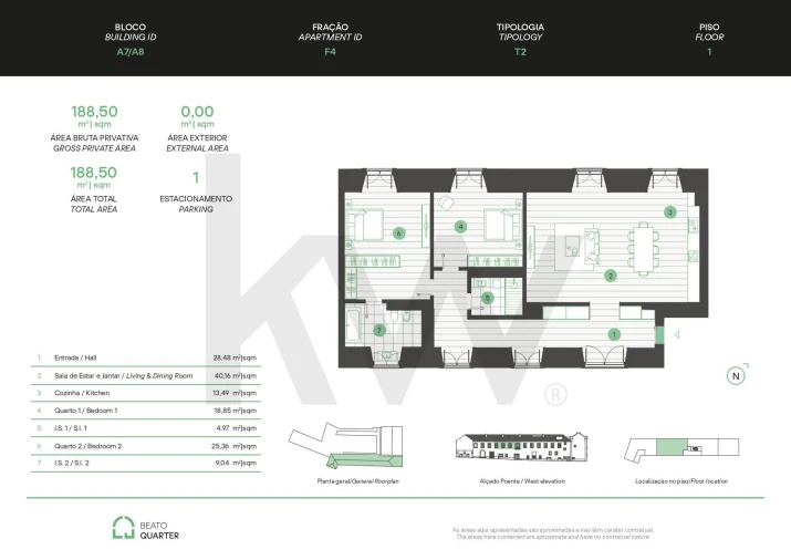 Apartamento T2 para Venda em Beato Planta 1