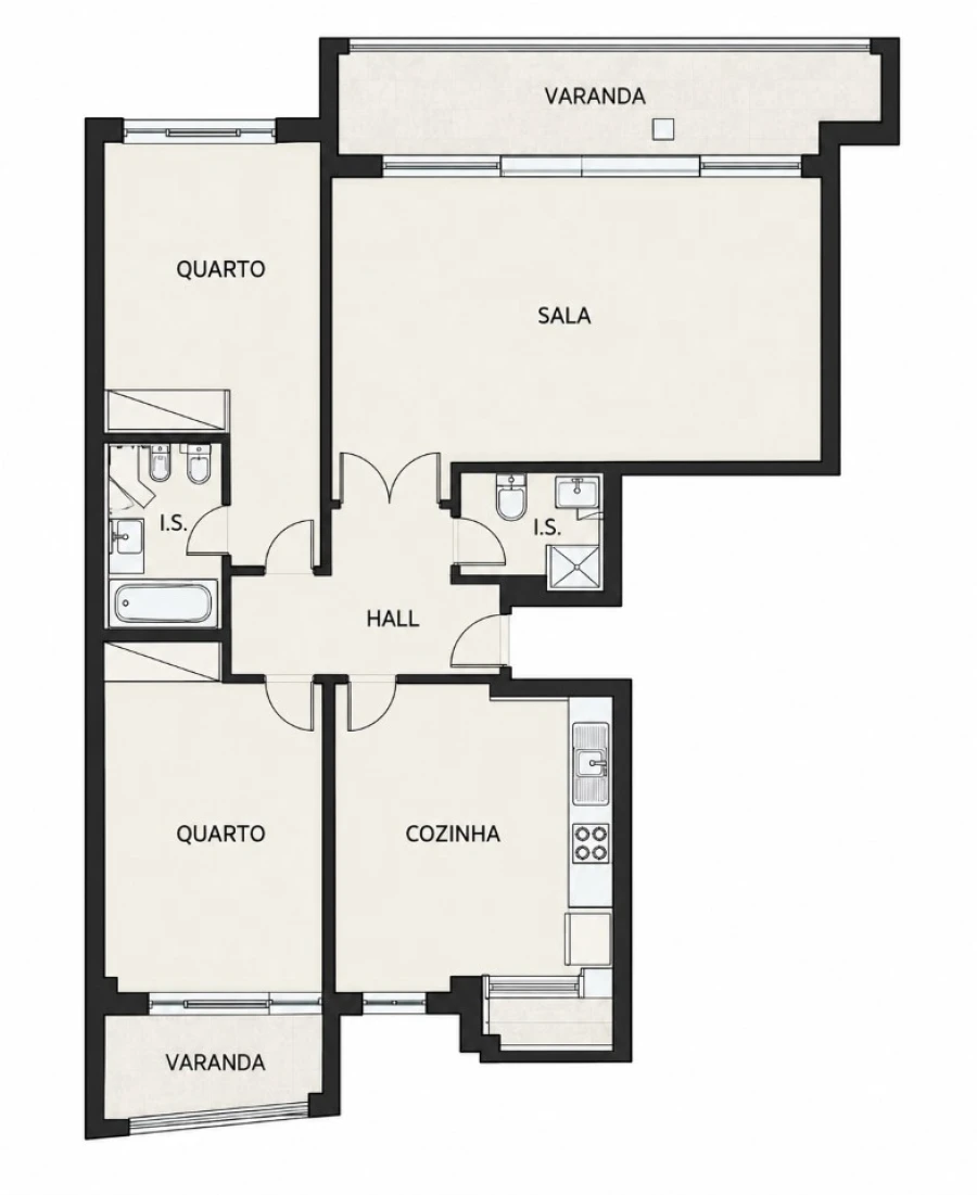 Apartamento T2 para Venda em Loule (São Clemente) Planta 1