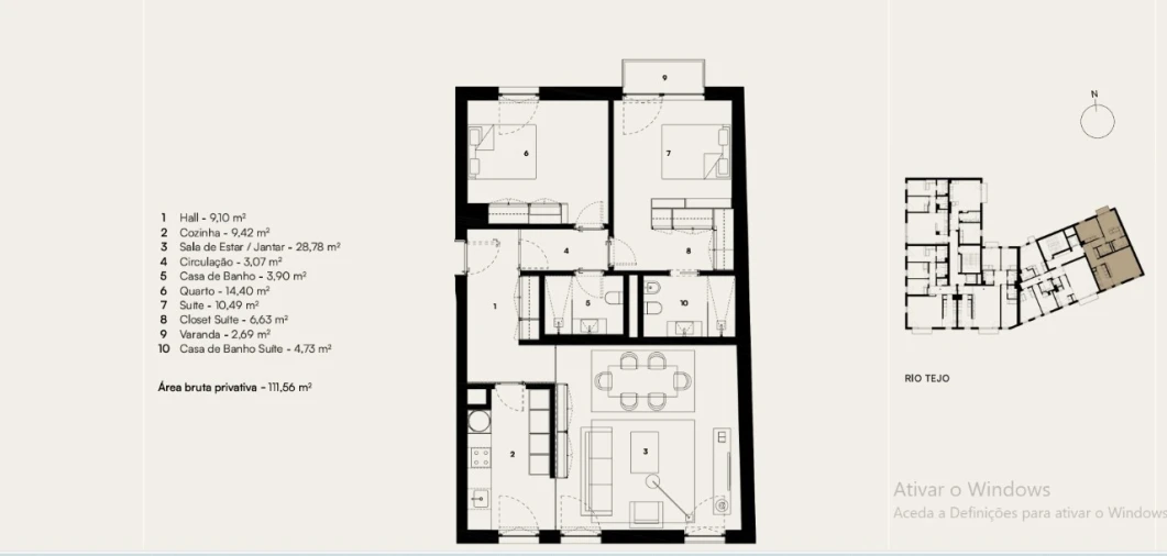 Apartamento T2 para Venda em Alcantara Planta 1