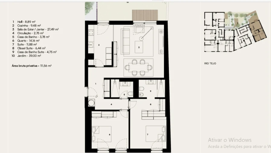 Apartamento T2 para Venda em Alcantara Planta 1