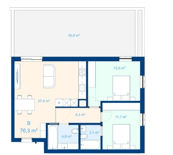 Apartamento T2 para Venda em Mafamude e Vilar do Paraíso Planta 1