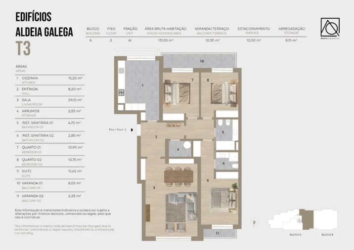 Apartamento T3 para Venda em Montijo e Afonsoeiro Planta 1