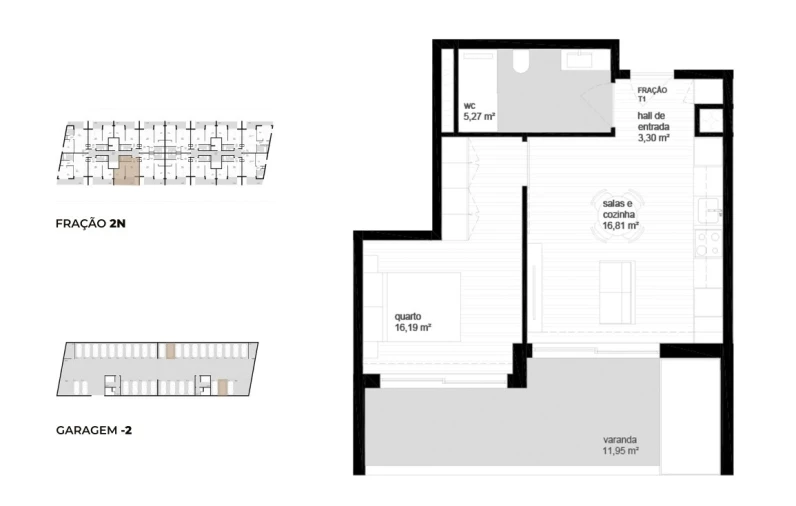 Apartamento T1 para Venda em Vila Nova de Cerveira e Lovelhe Planta 1